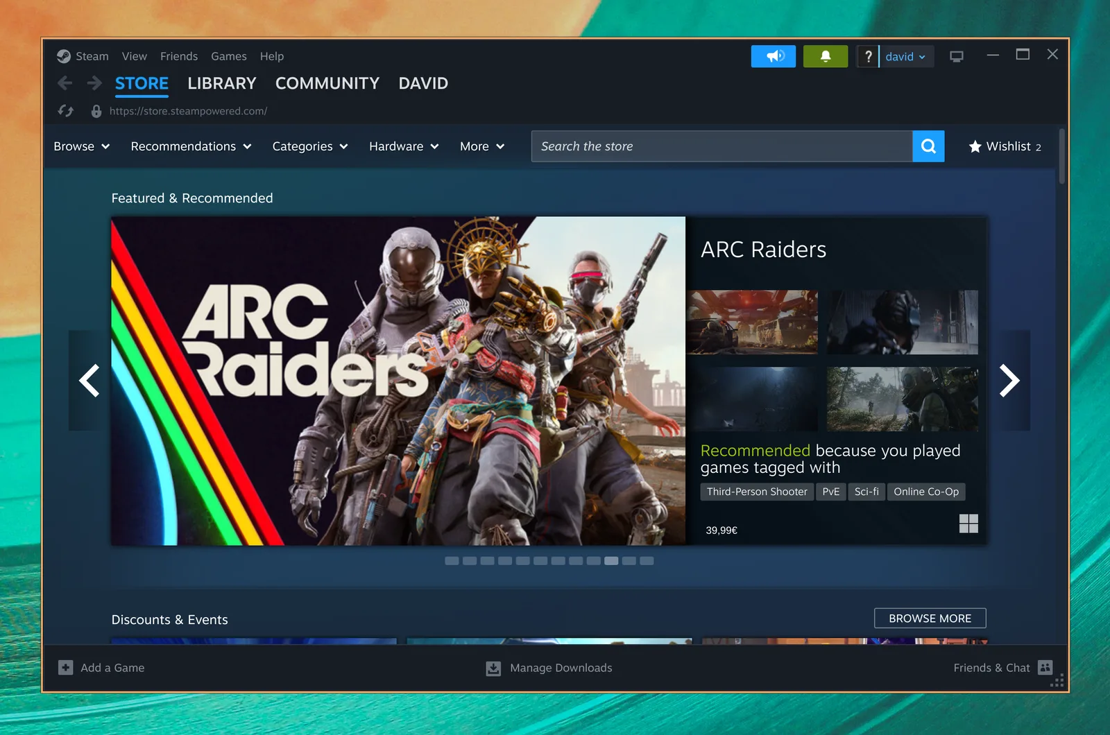 Steam memaparkan kedai permainannya di Omarchy